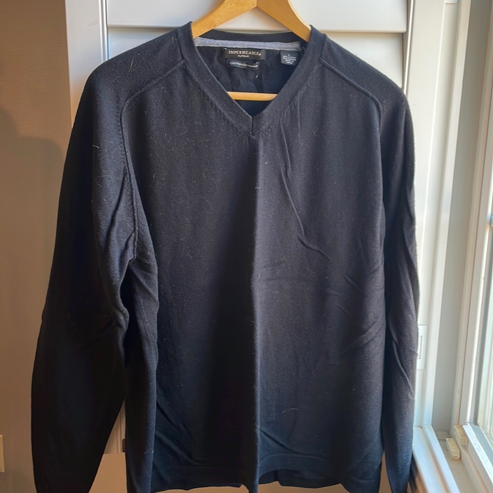 Impermeable cotton cashmere black v neck L